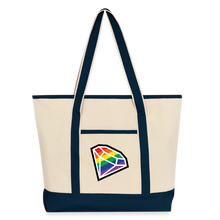 Load image into Gallery viewer, SNP Diamond Large Canvas Deluxe Tote - Natural/French Navy
